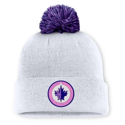 Шапка с помпоном Winnipeg Jets Fanatics White Authentic Pro Hockey Fights Cancer