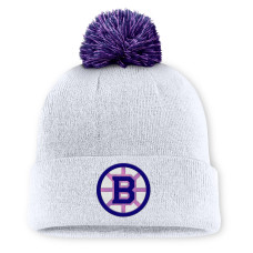 Шапка с помпоном Boston Bruins Fanatics White Authentic Pro Hockey Fights Cancer Cuffed