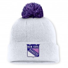 Шапка с помпоном New York Rangers Fanatics White Authentic Pro Hockey Fights Cancer