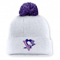 Шапка с помпоном Pittsburgh Penguins Fanatics White Authentic Pro Hockey Fights Cancer