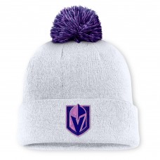 Шапка с помпоном Vegas Golden Knights Fanatics White Authentic Pro Hockey Fights Cancer