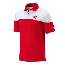 Calgary Flames Columbia Red/White Best Ball Omni-Wick Polo
