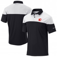 Calgary Flames Columbia Black/White Best Ball Omni-Wick Polo