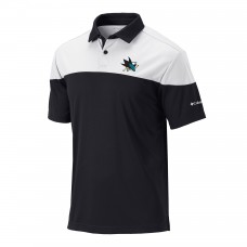 San Jose Sharks Columbia Black/White Best Ball Omni-Wick Polo