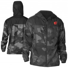 Calgary Flames Columbia Black Camo Flash Challenger Omni-Shade Full-Zip Hoodie Windbreaker