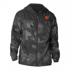 Calgary Flames Columbia Black Camo Flash Challenger Omni-Shade Full-Zip Hoodie Windbreaker