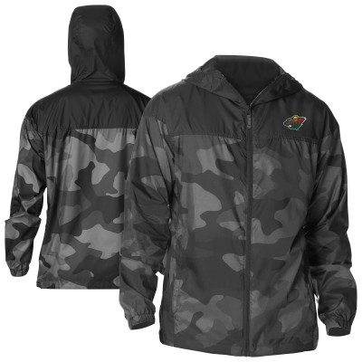 Толстовка на молнии Minnesota Wild Columbia Black Camo Flash Challenger Omni-Shade Windbreaker