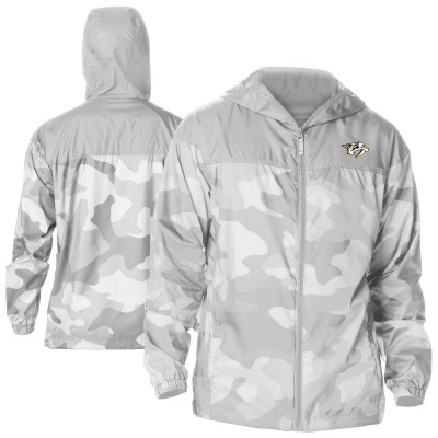 Nashville Predators Columbia Gray Camo Flash Challenger Omni-Shade Full-Zip Hoodie Windbreaker