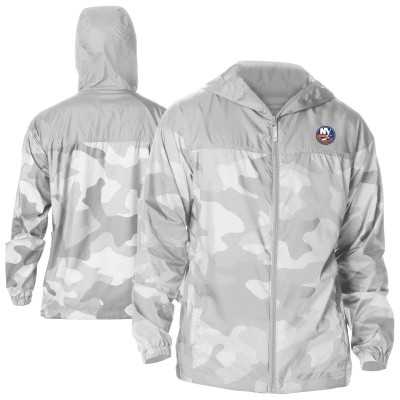 New York Islanders Columbia Gray Camo Flash Challenger Omni-Shade Full-Zip Hoodie Windbreaker