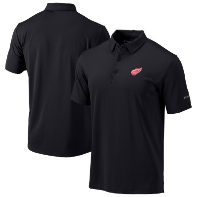 Detroit Red Wings Columbia Black Drive Omni-Wick Polo