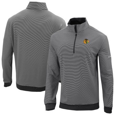 Chicago Blackhawks Columbia Black Even Lie Omni-Wick Quarter-Zip Top