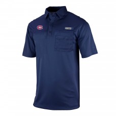 Montreal Canadiens Columbia Navy Flycaster Omni-Wick Pocket Polo Montreal Canadiens Columbia Navy Flycaster Omni-Wick Pocket Polo