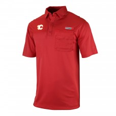 Calgary Flames Columbia Red Flycaster Omni-Wick Pocket Polo
