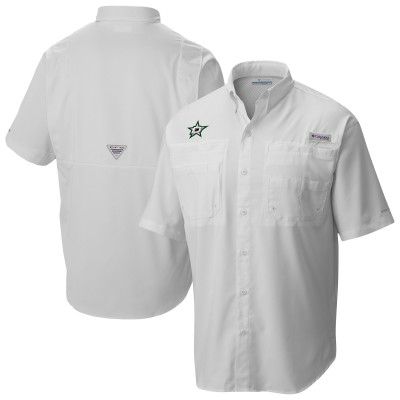 Dallas Stars Columbia White Tamiami Short Sleeve Omni-Wick Button-Down Shirt