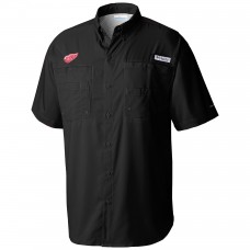 Detroit Red Wings Columbia Black Tamiami Short Sleeve Omni-Wick Button-Down Shirt