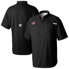 Carolina Hurricanes Columbia Black Tamiami Short Sleeve Omni-Wick Button-Down Shirt