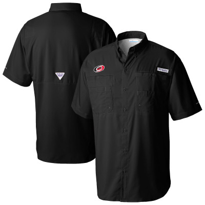 Carolina Hurricanes Columbia Black Tamiami Short Sleeve Omni-Wick Button-Down Shirt