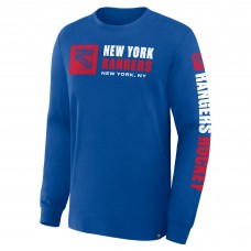 New York Rangers Fanatics Blue Goal Crease Legacy Long Sleeve T-Shirt New York Rangers Fanatics Blue Goal Crease Legacy Long Sleeve T-Shirt