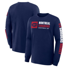 Футболка с длинным рукавом Montreal Canadiens Fanatics Navy Goal Crease Legacy Футболка с длинным рукавом Montreal Canadiens Fanatics Navy Goal Crease Legacy