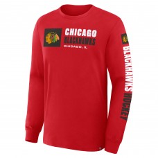 Футболка с длинным рукавом Chicago Blackhawks Fanatics Red Goal Crease Legacy Футболка с длинным рукавом Chicago Blackhawks Fanatics Red Goal Crease Legacy