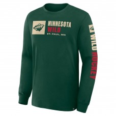 Minnesota Wild Fanatics Green Goal Crease Legacy Long Sleeve T-Shirt