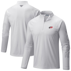 Carolina Hurricanes Columbia White Terminal Tackle Omni-Wick Raglan Quarter-Zip Top Carolina Hurricanes Columbia White Terminal Tackle Omni-Wick Raglan Quarter-Zip Top