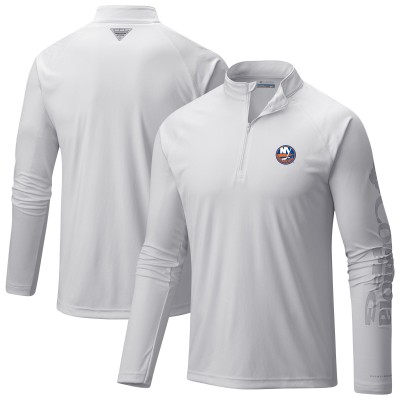 New York Islanders Columbia White Terminal Tackle Omni-Wick Raglan Quarter-Zip Top