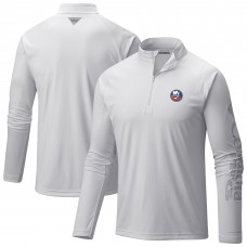 New York Islanders Columbia White Terminal Tackle Omni-Wick Raglan Quarter-Zip Top