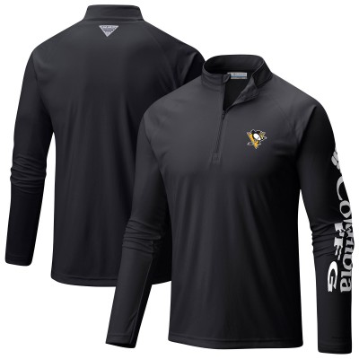 Pittsburgh Penguins Columbia Black Terminal Tackle Omni-Wick Raglan Quarter-Zip Top