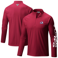 Кофта на короткой молнии Colorado Avalanche Columbia Burgundy Terminal Tackle Omni-Wick Raglan