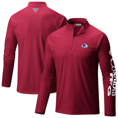 Кофта на короткой молнии Colorado Avalanche Columbia Burgundy Terminal Tackle Omni-Wick Raglan
