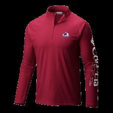 Кофта на короткой молнии Colorado Avalanche Columbia Burgundy Terminal Tackle Omni-Wick Raglan