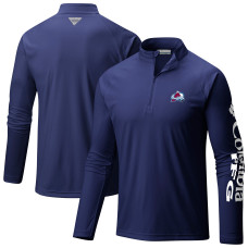 Кофта на короткой молнии Colorado Avalanche Columbia Navy Terminal Tackle Omni-Wick Raglan