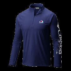 Кофта на короткой молнии Colorado Avalanche Columbia Navy Terminal Tackle Omni-Wick Raglan
