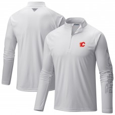 Calgary Flames Columbia White Terminal Tackle Omni-Wick Raglan Quarter-Zip Top