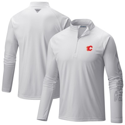 Calgary Flames Columbia White Terminal Tackle Omni-Wick Raglan Quarter-Zip Top