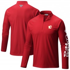 Calgary Flames Columbia Red Terminal Tackle Omni-Wick Raglan Quarter-Zip Top