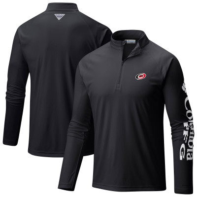 Carolina Hurricanes Columbia Black Terminal Tackle Omni-Wick Raglan Quarter-Zip Top