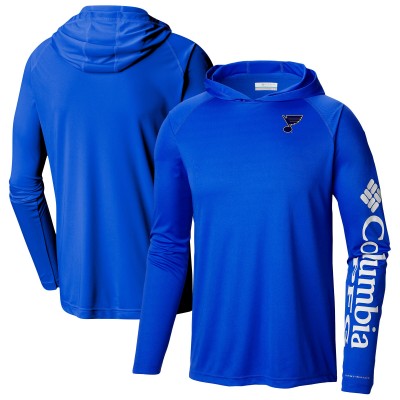 St. Louis Blues Columbia Blue Terminal Tackle Omni-Shade Raglan Pullover Hoodie