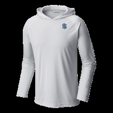 Seattle Kraken Columbia White Terminal Tackle Omni-Shade Raglan Pullover Hoodie