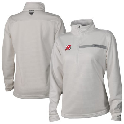Женская джерси New Devils Columbia White Skiff Guide Fleece Omni-Shade Quarter-Zip Jacket