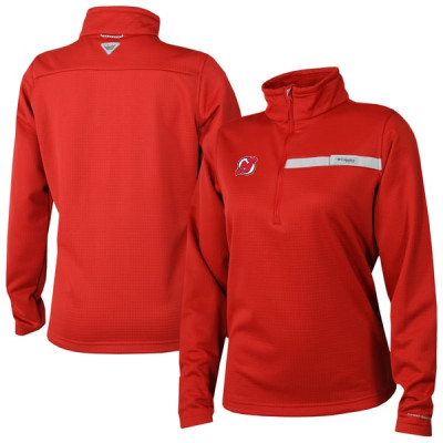 Женская джерси New Devils Columbia Red Skiff Guide Fleece Omni-Shade Quarter-Zip Jacket
