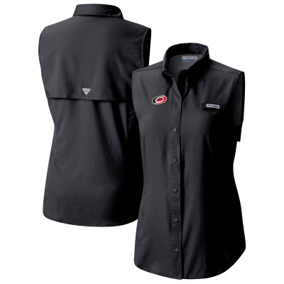 Женская Carolina Hurricanes Columbia Black Tamiami Omni-Shade Sleeveless Button-Up Shirt