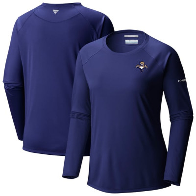 Женская футболка с длинным рукавом Florida Panthers Columbia Navy Omni-Shade Tidal Tee II Raglan