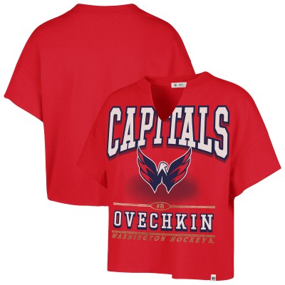 Футболка Женская Washington Capitals Alexander Ovechkin 47 Red Elation Name & Number Oversized Notch Neck