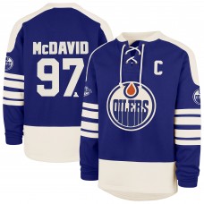 Edmonton Oilers Connor McDavid 47 Royal Player Name & Number Sweep Check Eternal Lacer Sweatshirt
