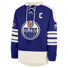 Edmonton Oilers Connor McDavid 47 Royal Player Name & Number Sweep Check Eternal Lacer Sweatshirt