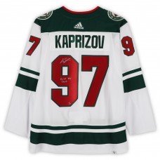 Игровая джерси Kirill Kaprizov Minnesota Wild Autographed Fanatics Authentic White adidas Authentic with Kirill The Thrill Inscription - Limited Edition of 10