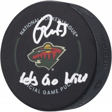 Шайба Marco Rossi Minnesota Wild Autographed Fanatics Authentic Official Game with Lets Go Wild Inscription