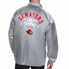 Ottawa Senators Starter Gray Retro Logo Raglan Coaches Full-Snap Jacket